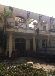 Destruction of a French Colonial building in Phan Thiet, Vietnam.