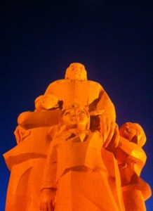 Statue of Ho Chi Minh with children. Phan Thiet, Vietnam.